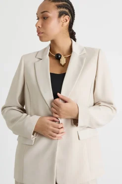 Blazer in raso opaco - Beige