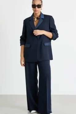Blazer in raso opaco - Blu