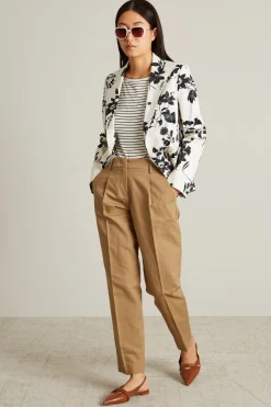 Blazer in raso stampato - Bianco Nero