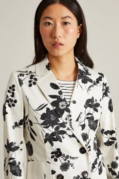 Blazer in raso stampato - Bianco Nero