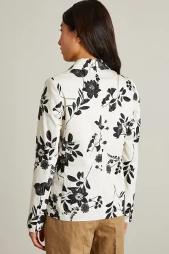 Blazer in raso stampato - Bianco Nero