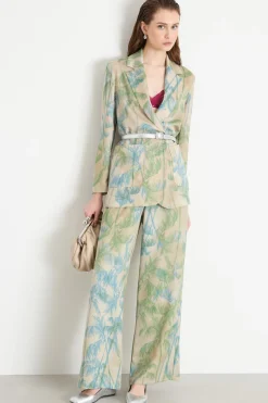 Blazer in raso - Verde Beige