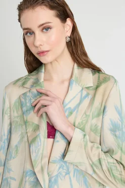 Blazer in raso - Verde Beige