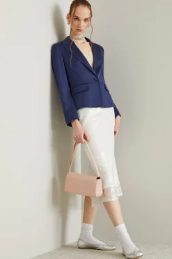 Blazer in satin - Blu