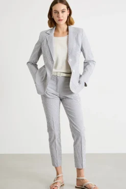 Blazer in seersucker - Blu Bianco