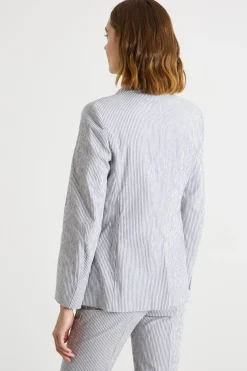 Blazer in seersucker - Blu Bianco