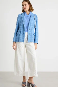 Blazer in stuoia tweed - Azzurro