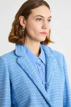 Blazer in stuoia tweed - Azzurro