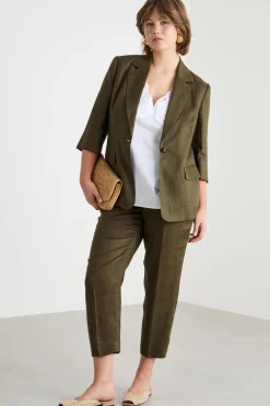 Blazer in tela con maniche a tre quarti - Verde