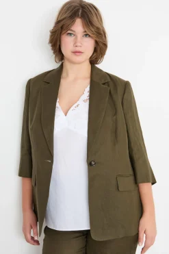 Blazer in tela con maniche a tre quarti - Verde