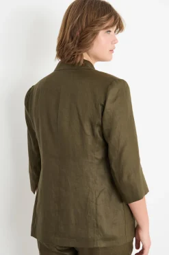 Blazer in tela con maniche a tre quarti - Verde