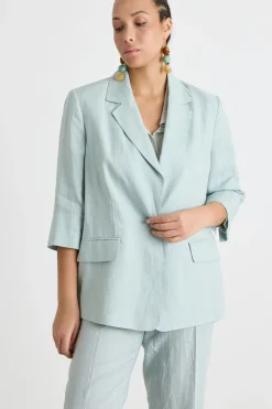 Blazer in tela con maniche a tre quarti - Verde