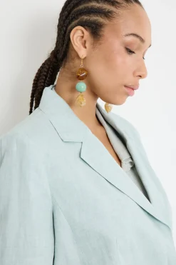 Blazer in tela con maniche a tre quarti - Verde