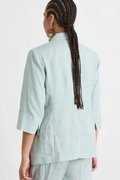 Blazer in tela con maniche a tre quarti - Verde