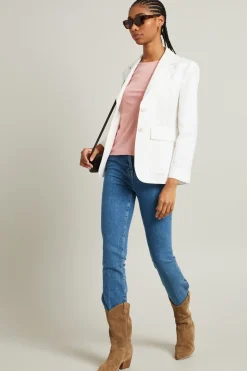 Blazer in tela di lino - Bianco