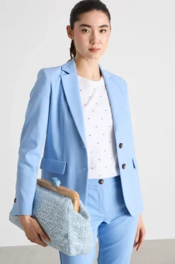 Blazer in tessuto doppio - Azzurro