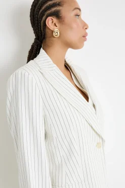 Blazer in tessuto gessato - Bianco Nero
