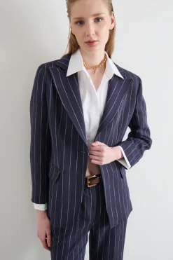 Blazer in tessuto natté - Blu