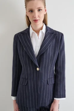 Blazer in tessuto natté - Blu