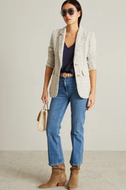 Blazer in tweed lamè - Avorio