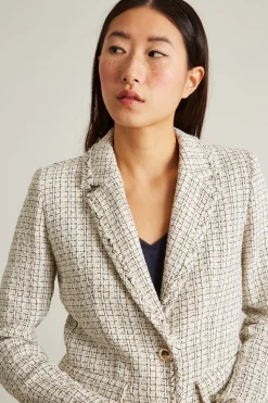 Blazer in tweed lamè - Avorio