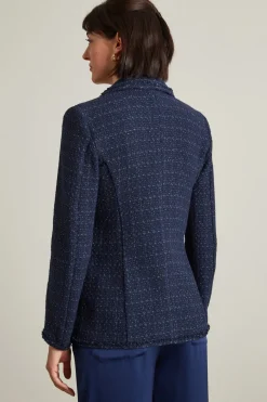 Blazer in tweed lamè - Blu Notte