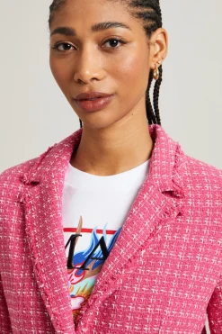 Blazer in tweed lamè - Fuxia