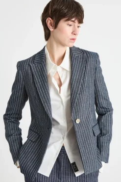 Blazer in twill - Blu Bianco