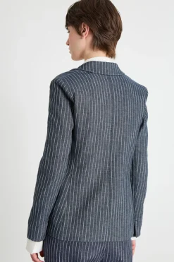 Blazer in twill - Blu Bianco