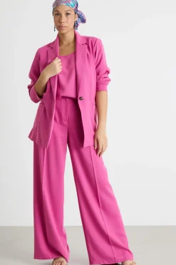 Blazer in twill con cintura - Fuxia