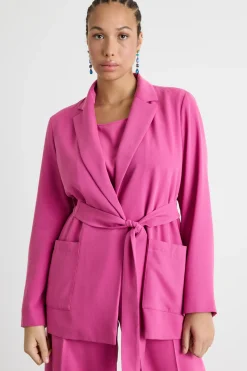 Blazer in twill con cintura - Fuxia