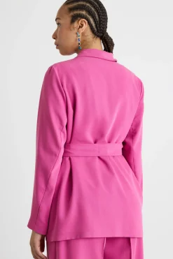 Blazer in twill con cintura - Fuxia