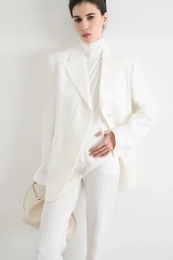 Blazer in twill con rever a lancia - Bianco