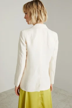 Blazer in twill di lino - Bianco