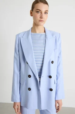 Blazer in twill stretch - Azzurro