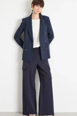 Blazer in twill stretch - Blu