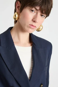 Blazer in twill stretch - Blu