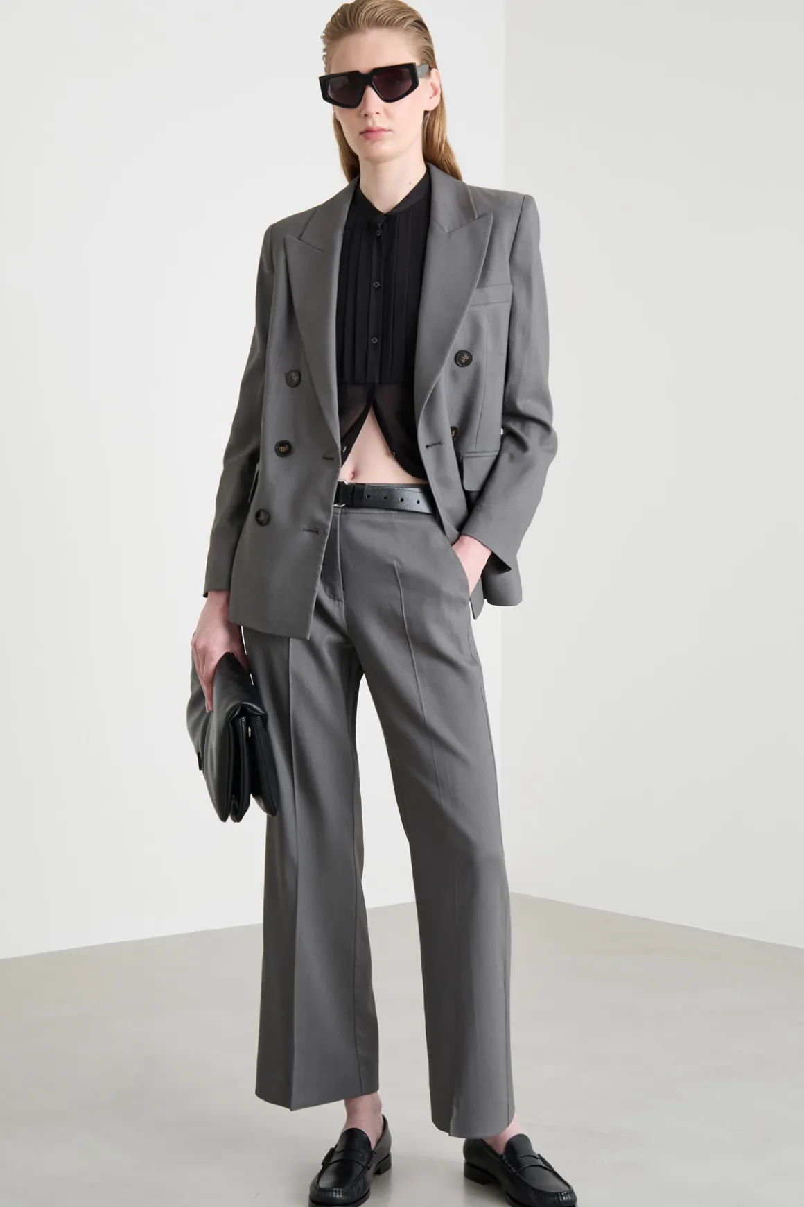 Blazer in twill stretch - Grigio