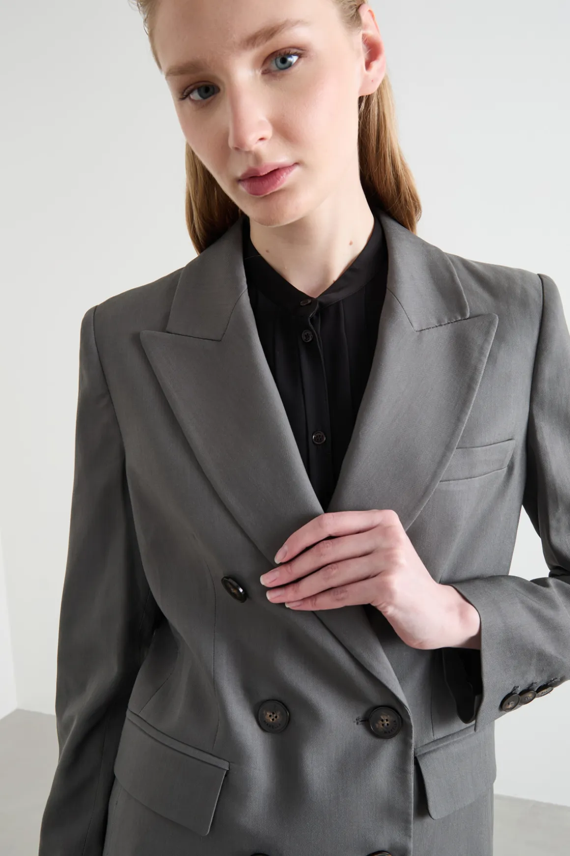 Blazer in twill stretch - Grigio