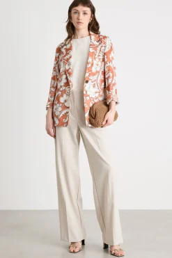 Blazer in twill tecnico stampato - Marrone Bianco