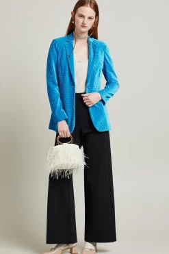 Blazer in veeluto texturizzato - Azzurro