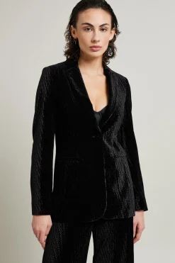 Blazer in veeluto texturizzato - Nero