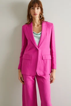 Blazer in viscosa e lino - Fuxia