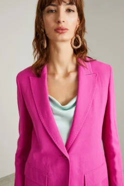 Blazer in viscosa e lino - Fuxia