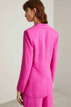 Blazer in viscosa e lino - Fuxia