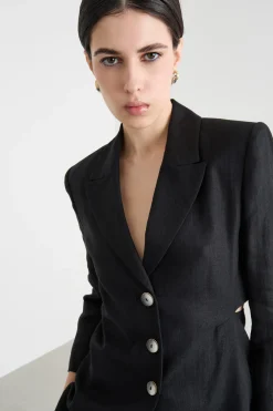 Blazer lungo con cut-out sul retro - Nero