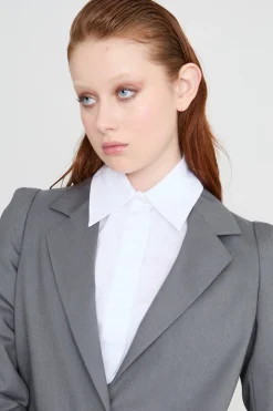 Blazer lungo con tasche - Grigio