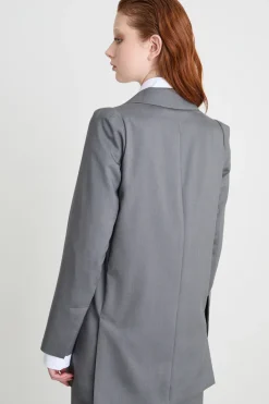 Blazer lungo con tasche - Grigio