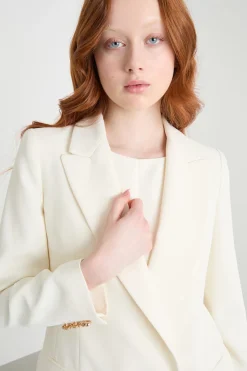 Blazer lungo in raso opaco - Bianco