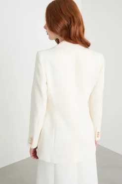 Blazer lungo in raso opaco - Bianco